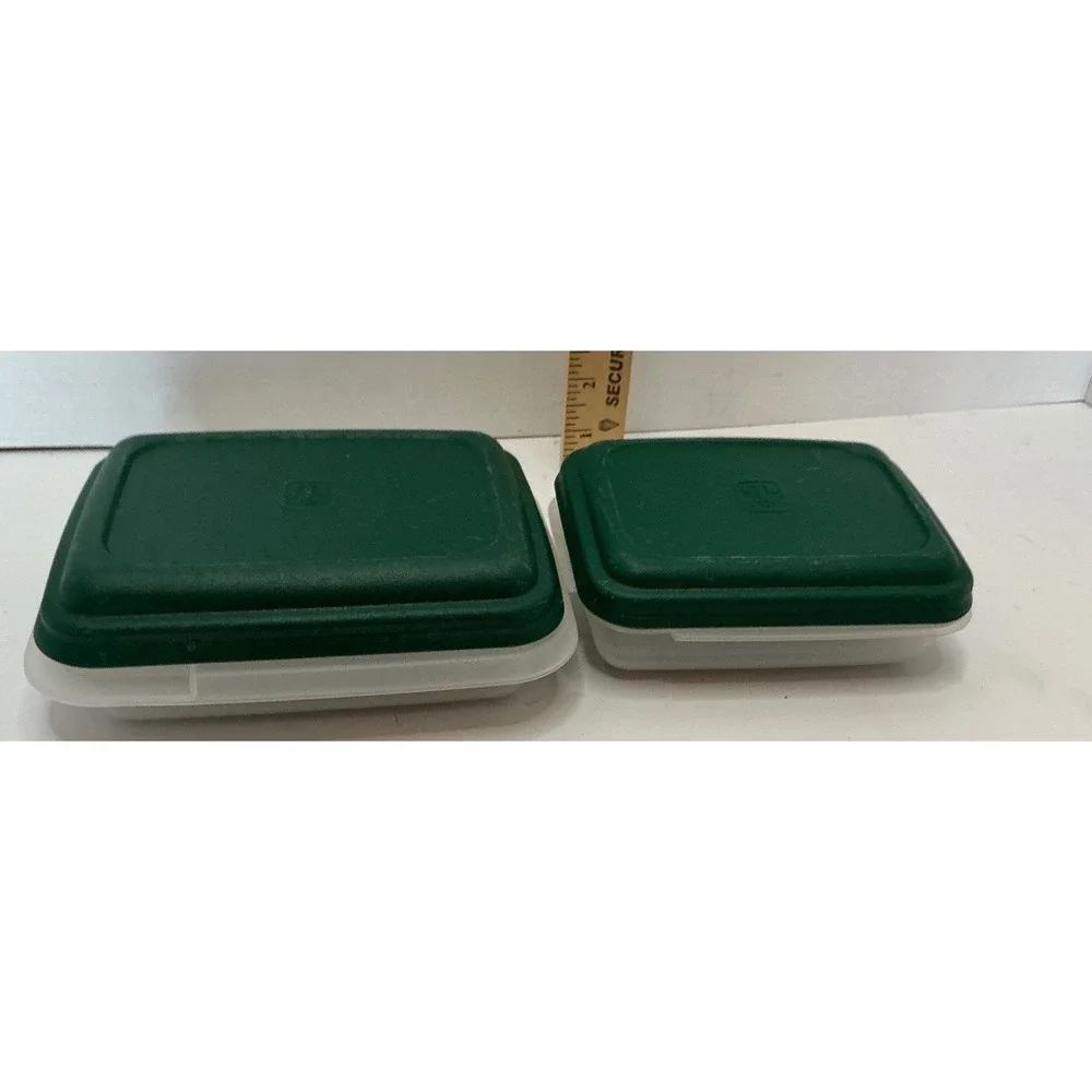Anchor Hocking Vintage Food Storage Containers Green Lids Set of 2 Kitchenware